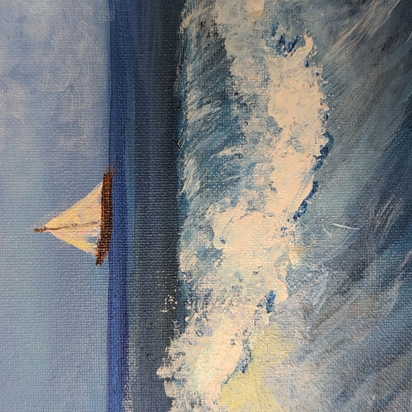 Ocean Waves Canvas Art, Original Acrylic Painting On Canvas 24X18 Coastal Beach - Picture 5 of 10